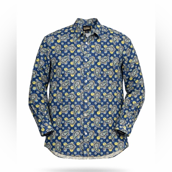 Daniel Cremieux Other - Cremieux Premium Denim Stretch Paisley Print Long Sleeve Button Up Shirt Sz L
